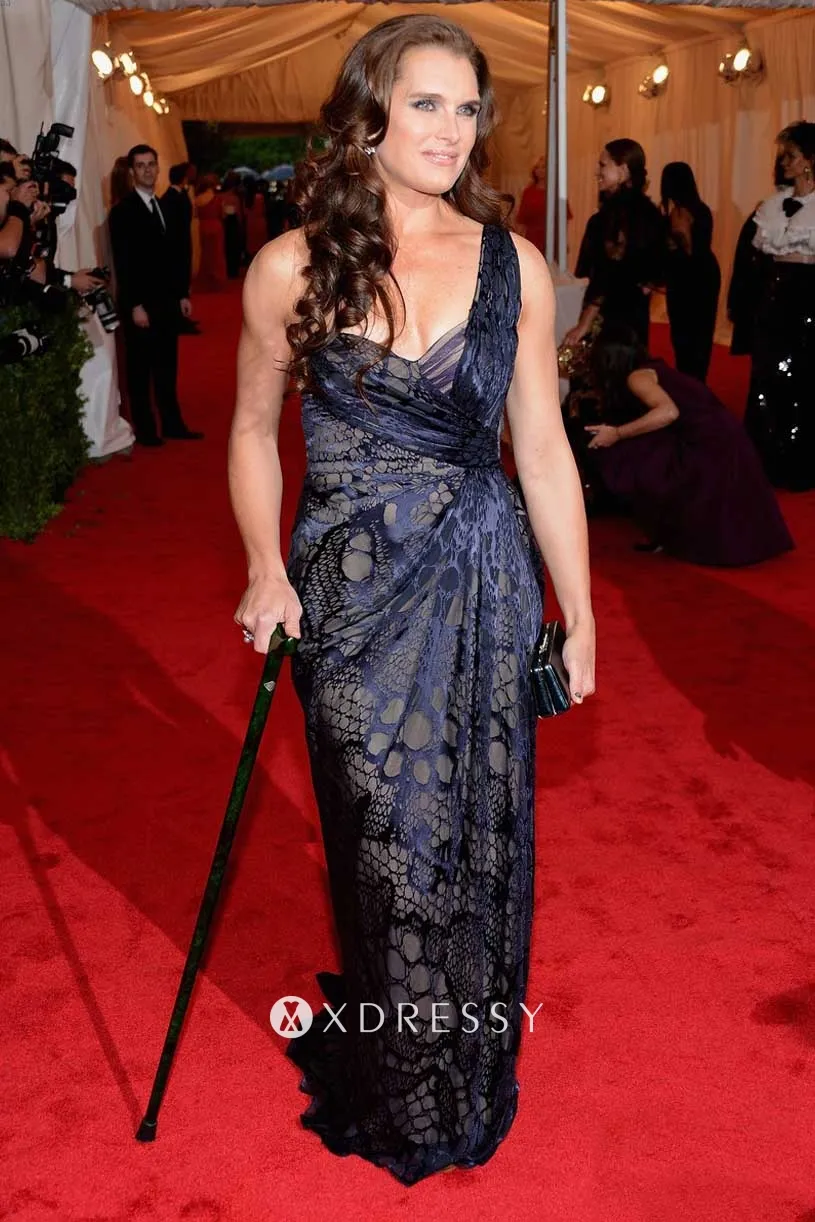 Brooke Shields blue lace gown at 2012 Met Gala Brooke Shields blue lace gown at 2012 Met Gala