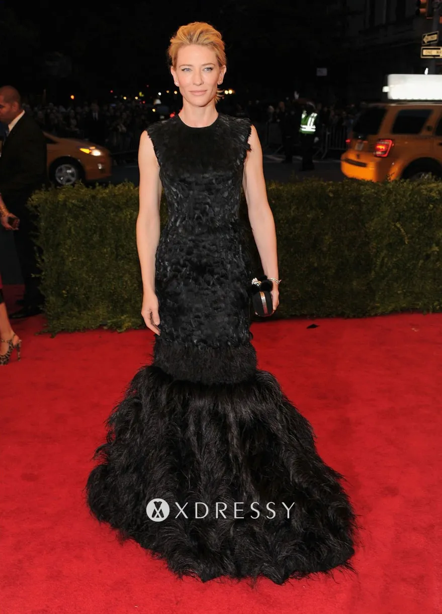 Cate Blanchett black feathered evening gown at 2012 Met Gala Cate Blanchett black feathered evening gown at 2012 Met Gala