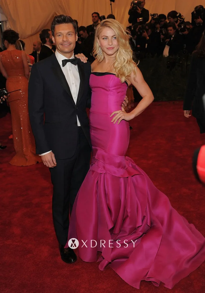 Julianne Hough strapless hot pink dress at red carpet Julianne Hough strapless hot pink dress at red carpet