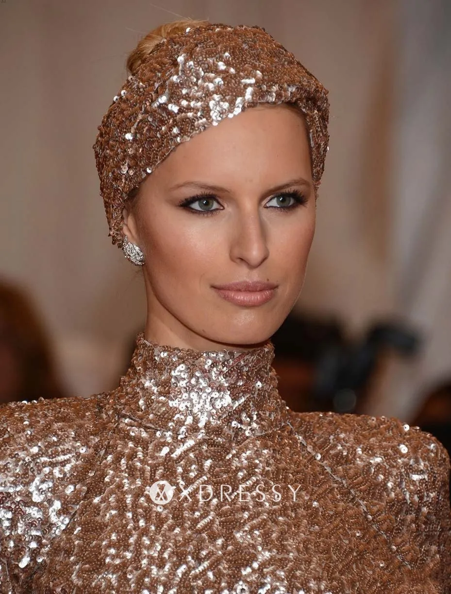 Karolina Kurkova rose gold sequin dress at 2012 Met Gala Karolina Kurkova rose gold sequin dress at 2012 Met Gala
