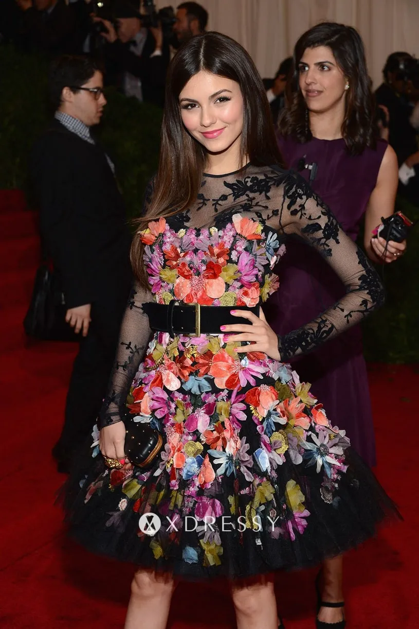 Victoria Justice black floral dress at 2012 Met Ball Victoria Justice black floral dress at 2012 Met Ball