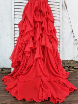 Scarlet draped chiffon detailing dress