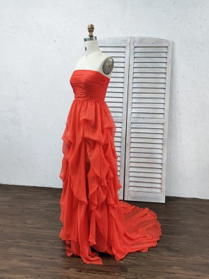 draped and pleated red chiffon long prom dress draped and pleated red chiffon long prom dress