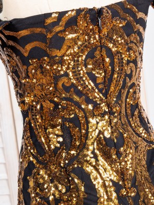 black gold sequin dress