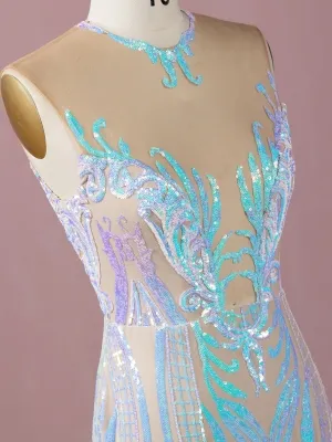 iridescent sequin sexy prom dress