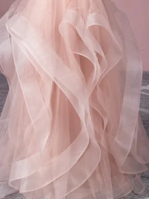 cascading flounced tulle gown