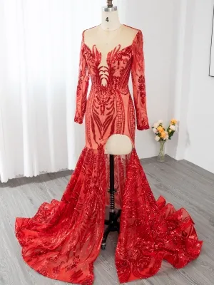 unique abstract pattern red sequin mermaid prom dress unique abstract pattern red sequin mermaid prom dress