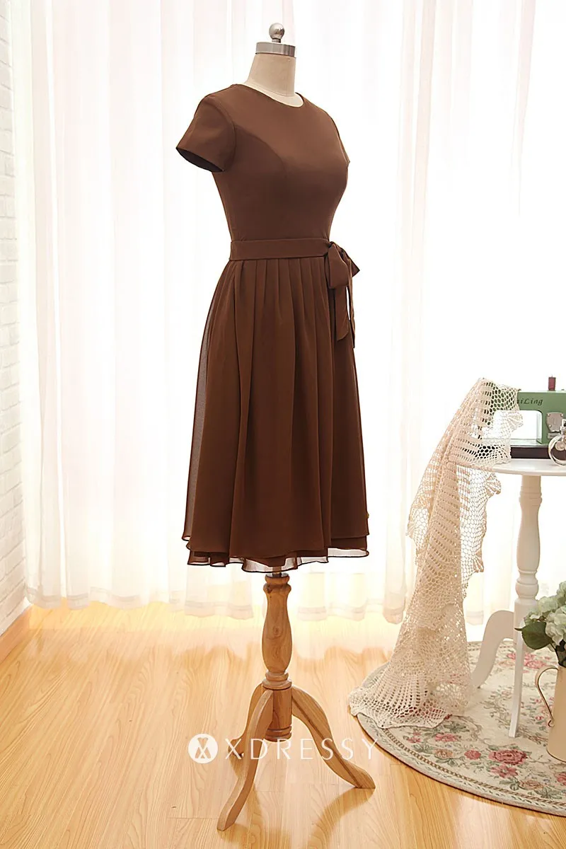short sleeve knee length chocolate bridesmaid dress short sleeve knee length chocolate bridesmaid dress