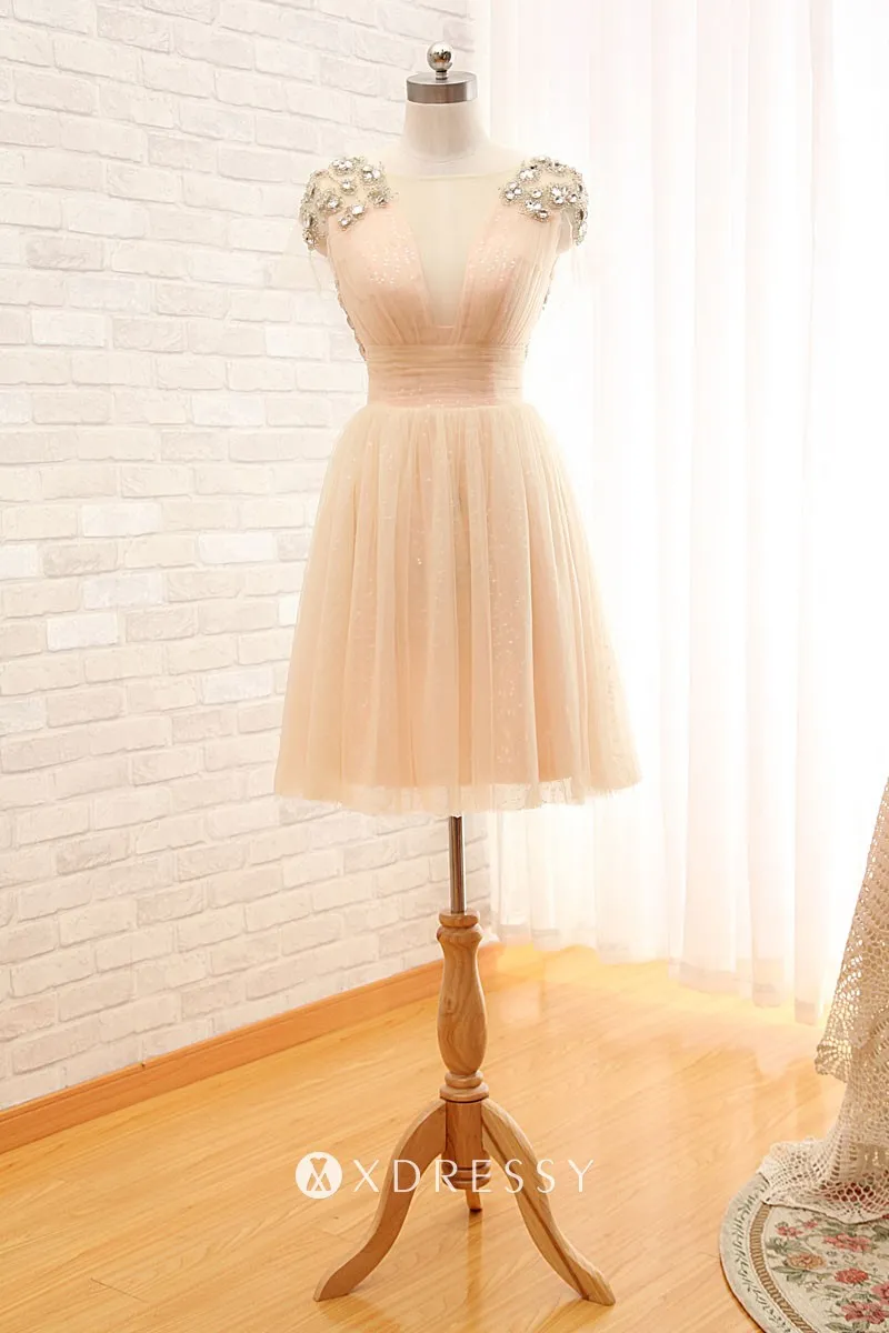 diamond embellished blushing pink tulle short cute bridesmaid dress diamond embellished blushing pink tulle short cute bridesmaid dress
