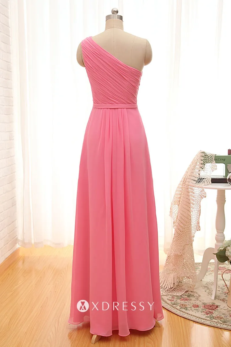 asymmetrical one shoulder pink A line bridesmaid dress asymmetrical one shoulder pink A line bridesmaid dress