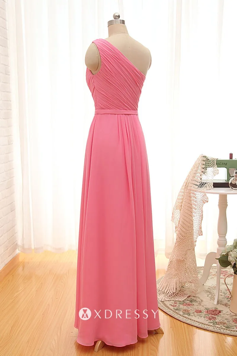 Asymmetrical One Shoulder Pink Bridesmaid Dress Xdressy