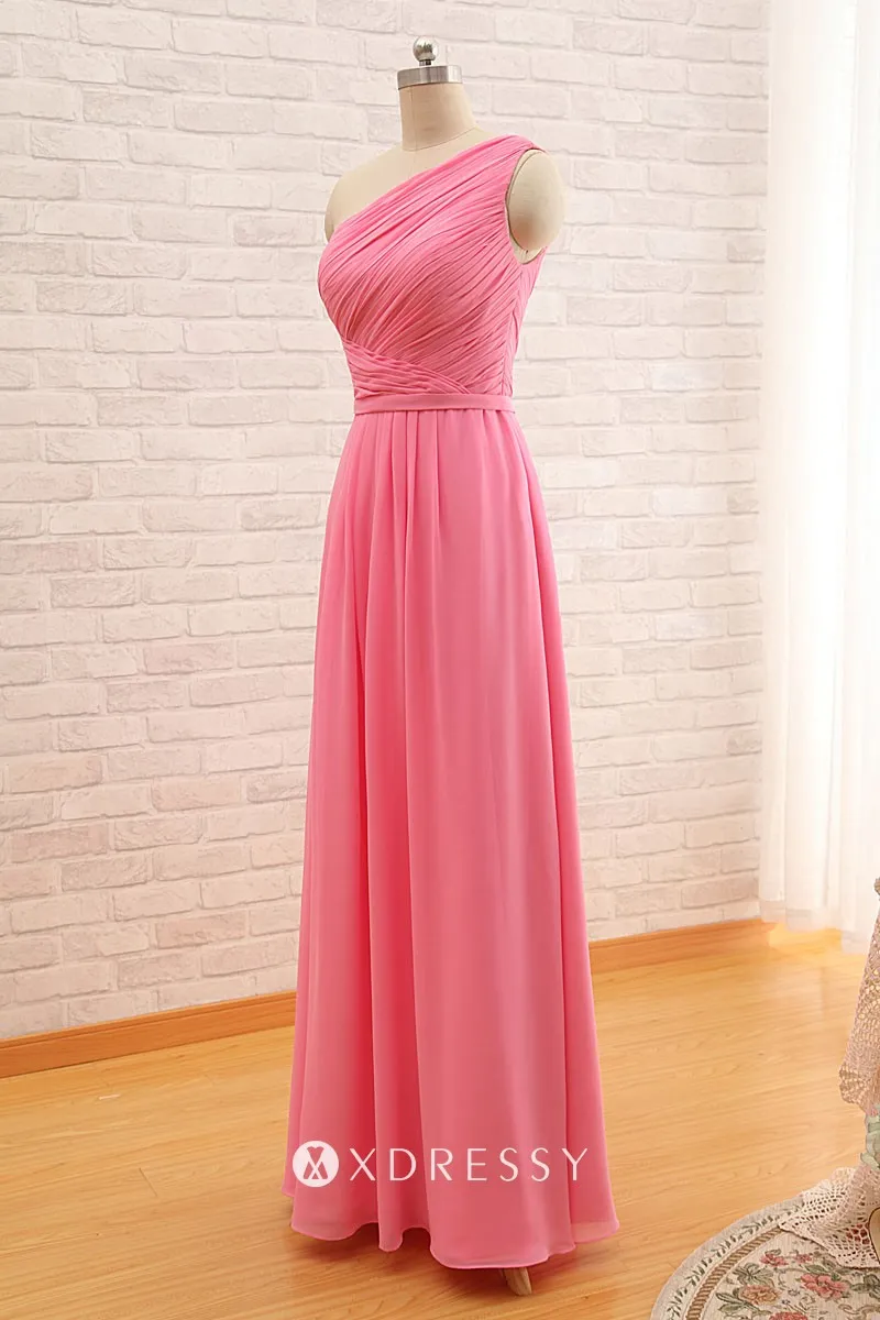 one shoulder pink chiffon bridesmaid dress one shoulder pink chiffon bridesmaid dress