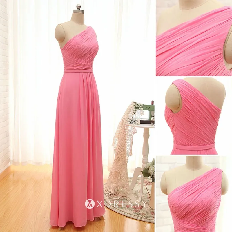 unique pleated one shoulder pink bridesmaid dress unique pleated one shoulder pink bridesmaid dress