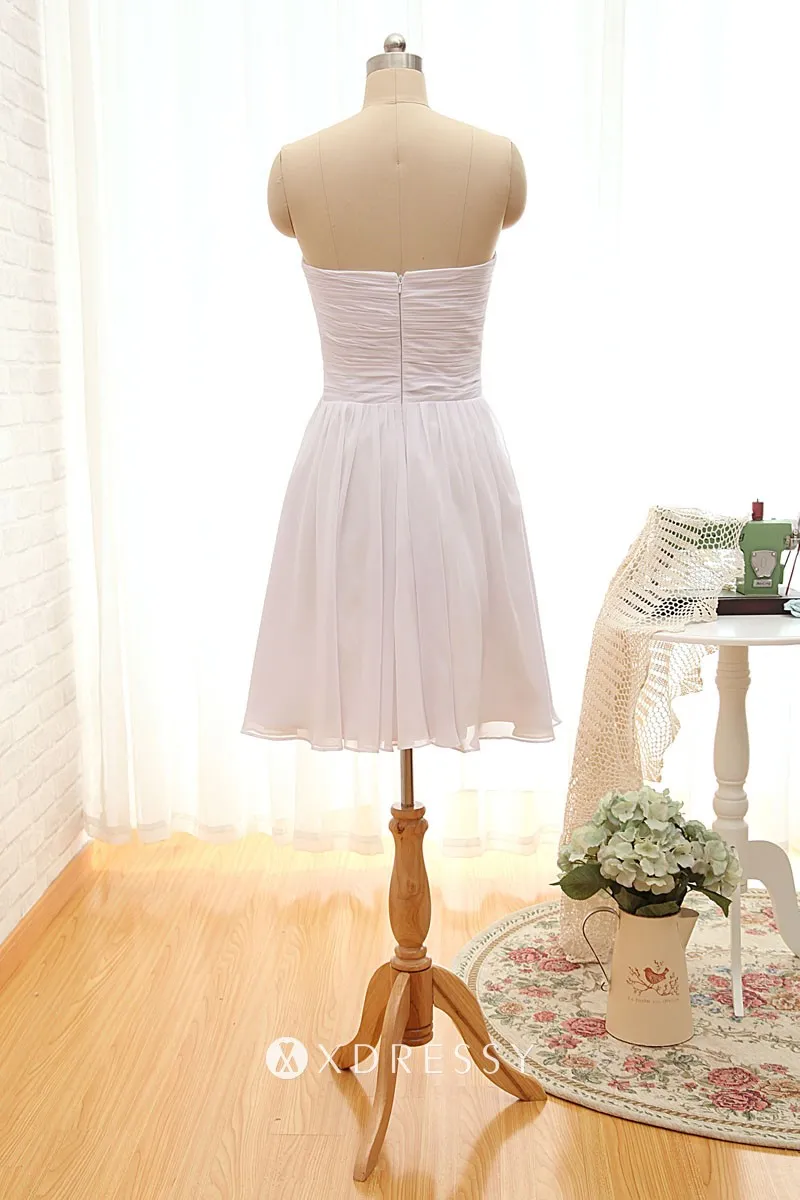 low back cheap short pleated white chiffon bridesmaid dress low back cheap short pleated white chiffon bridesmaid dress