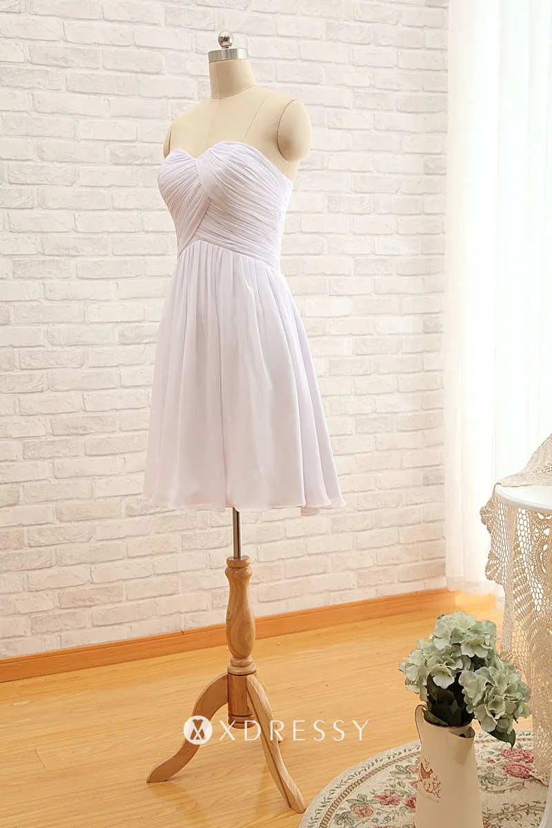 Short White Chiffon Dress 2026.Cheap Short Pleated White Chiffon Bridesmaid Dress - Xdressy