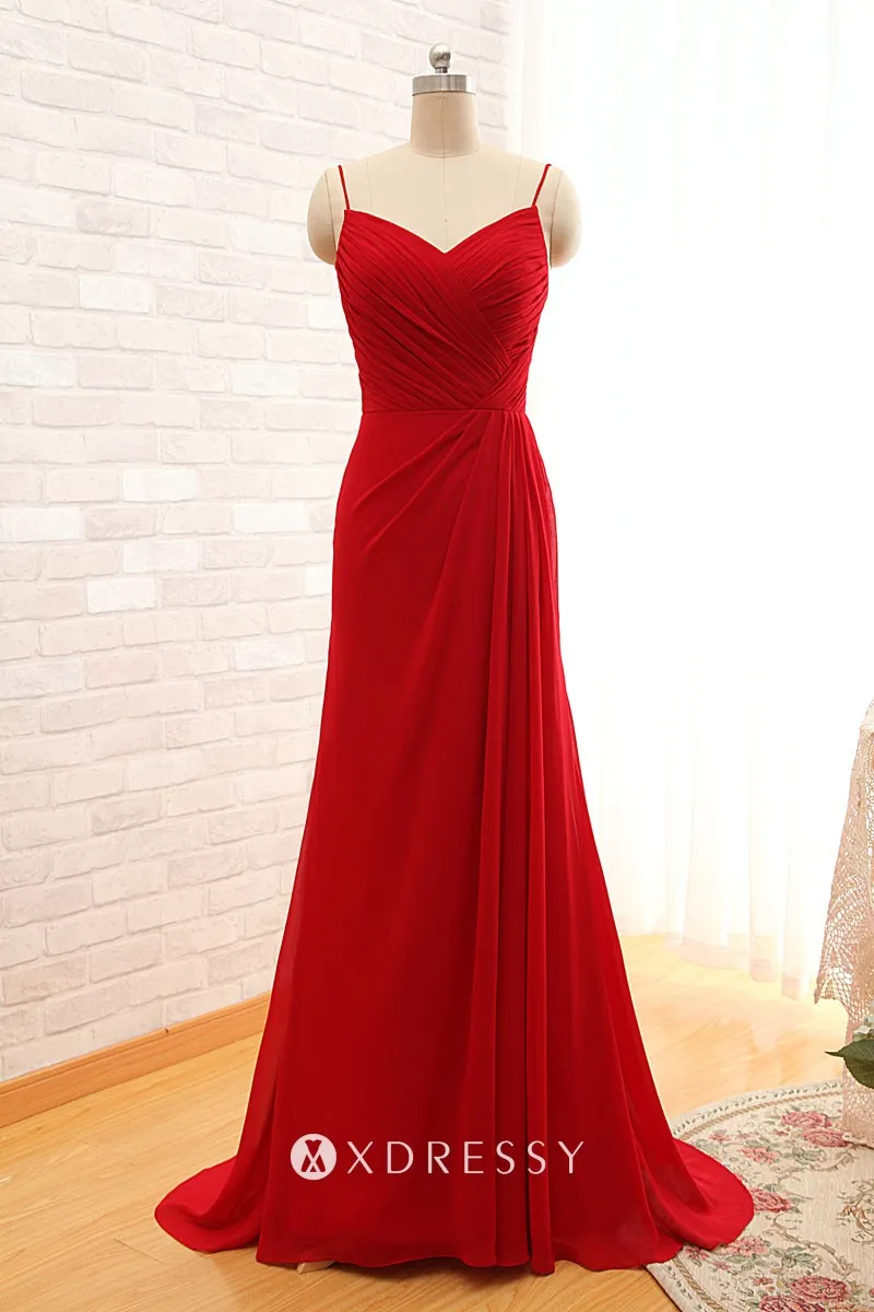 asymmetrical pleated red chiffon bridesmaid dress asymmetrical pleated red chiffon bridesmaid dress