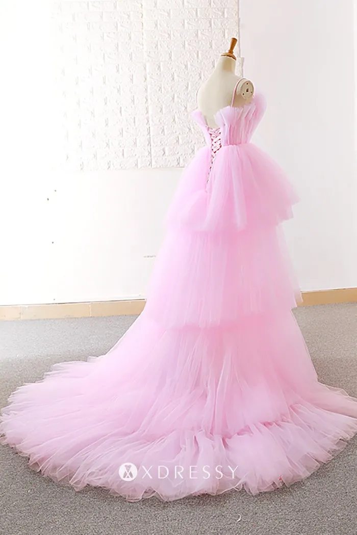 cute pink tulle tiered layered birthday party dress