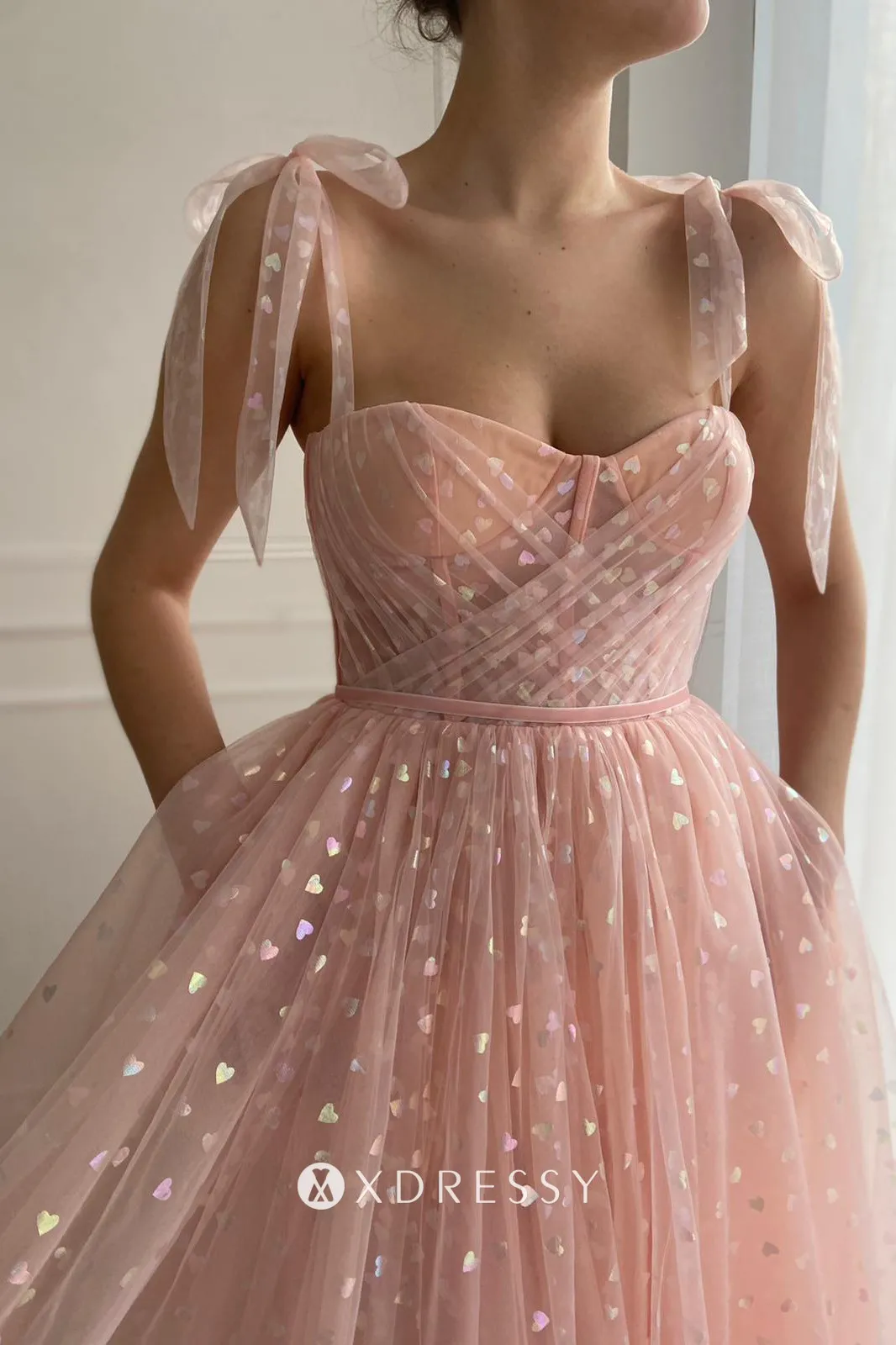 heart pink tulle sweetheart neck a line prom dress heart pink tulle sweetheart neck a line prom dress