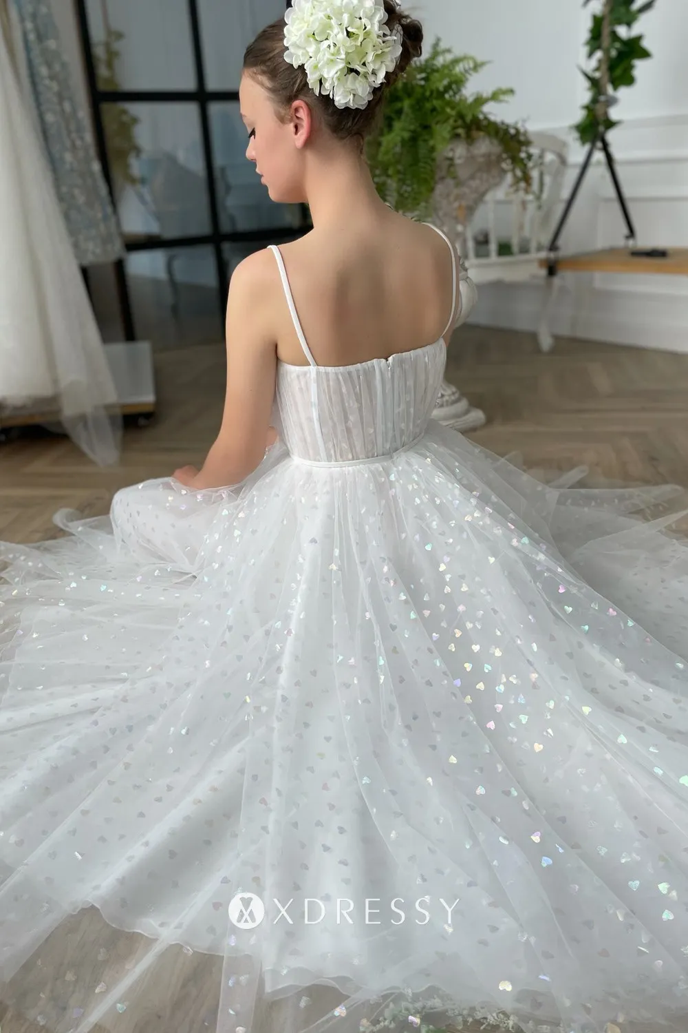 cute glitter tulle spaghetti straps a line prom dress cute glitter tulle spaghetti straps a line prom dress