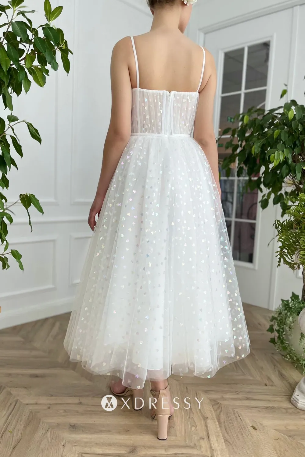 white glitter tulle spaghetti straps ankle length birthday dress white glitter tulle spaghetti straps ankle length birthday dress