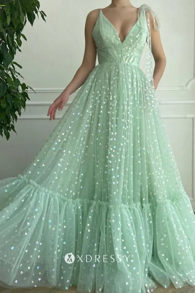 mint glitter heart tulle a line long birthday dress mint glitter heart tulle a line long birthday dress