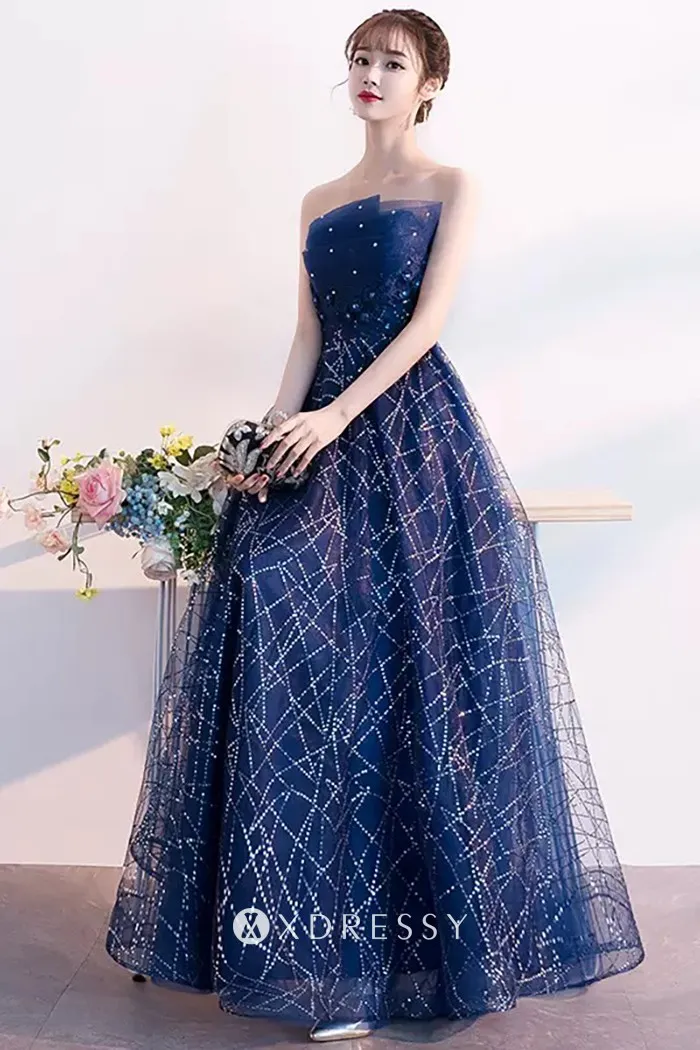 bling bling navy sequin tulle a line long evening gown bling bling navy sequin tulle a line long evening gown
