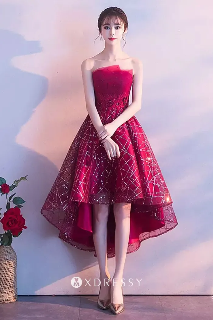 sparkling wine sequinned tulle a line high low party wear sparkling wine sequinned tulle a line high low party wear