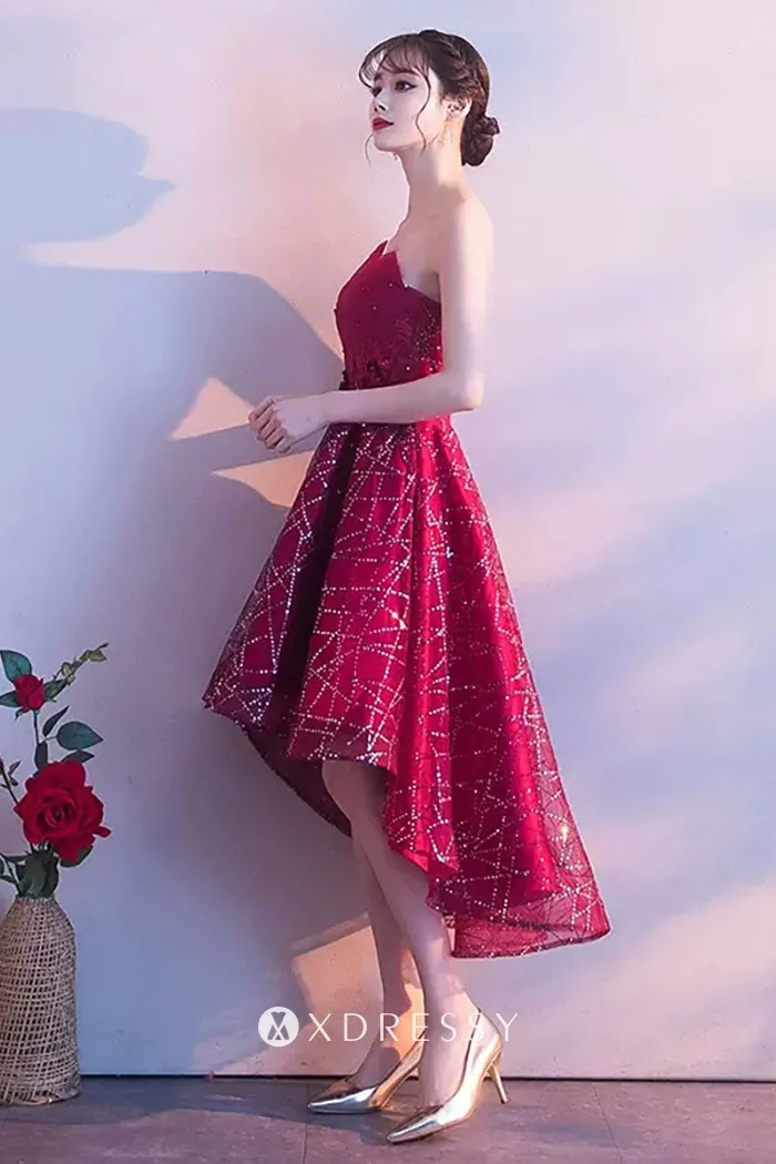 sparkling wine sequinned tulle a line high low prom wear sparkling wine sequinned tulle a line high low prom wear