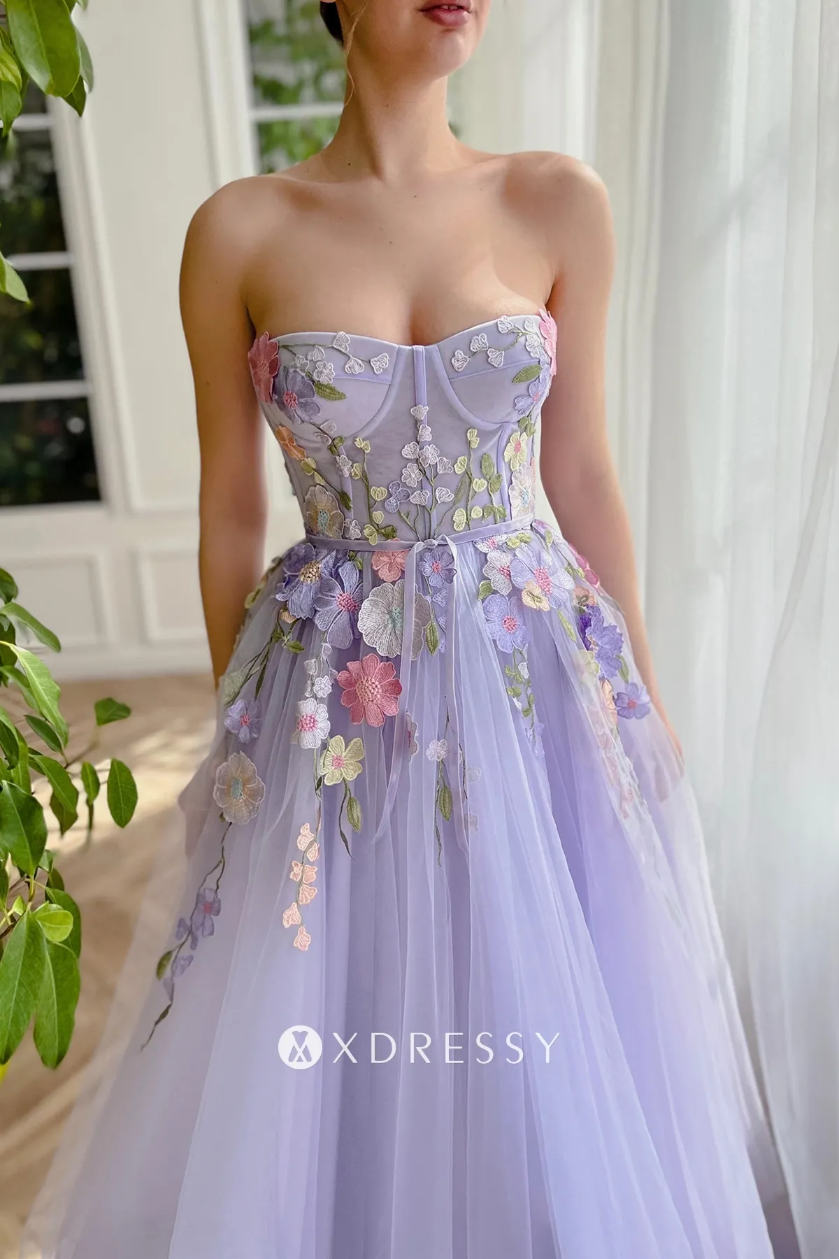 fairy 3d floral lace lavender tulle strapless birthday dress fairy 3d floral lace lavender tulle strapless birthday dress