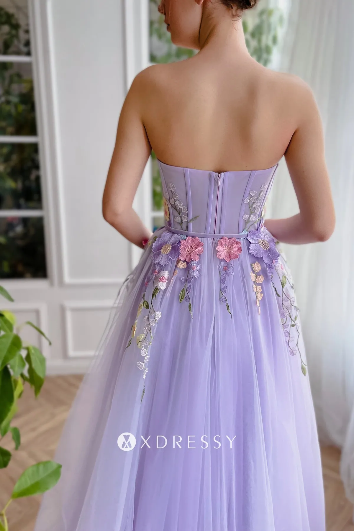 romantic 3d floral lace lavender tulle prom gown romantic 3d floral lace lavender tulle prom gown