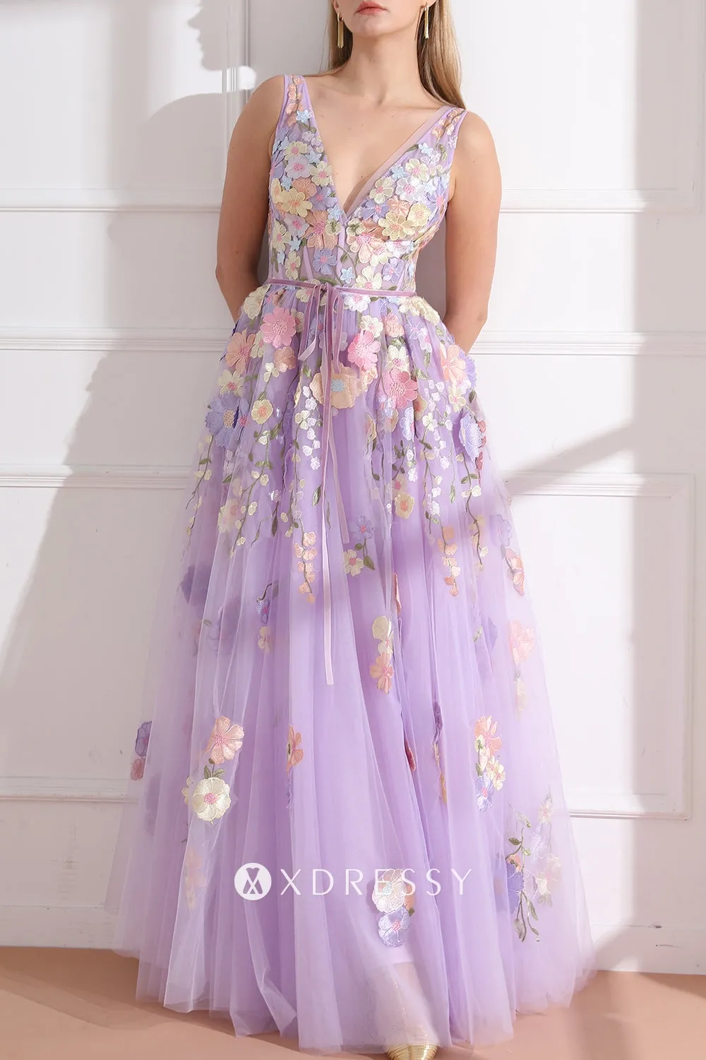 3d flower lace lilac tulle v neck fairy birthday dress 3d flower lace lilac tulle v neck fairy birthday dress