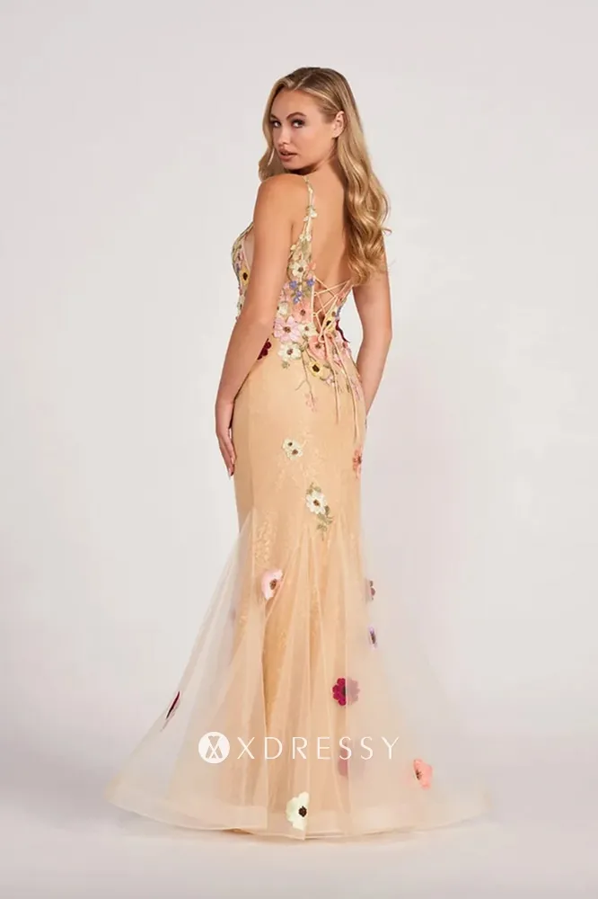 fairy 3d floral lace low back champagne anniversary dress