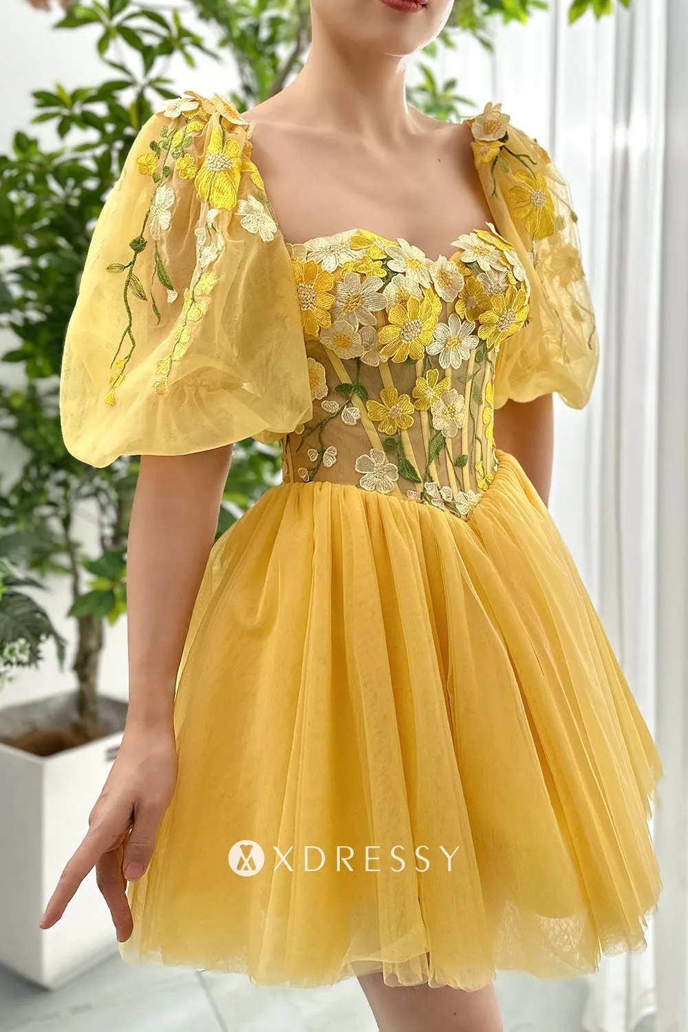 mango yellow 3d floral lace corset homecoming dress mango yellow 3d floral lace corset homecoming dress