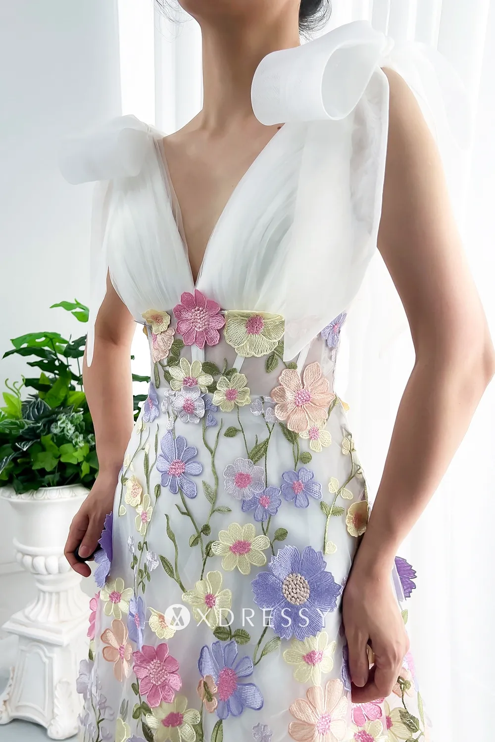 bow shoulder v neck 3d lace birthday dress bow shoulder v neck 3d lace birthday dress