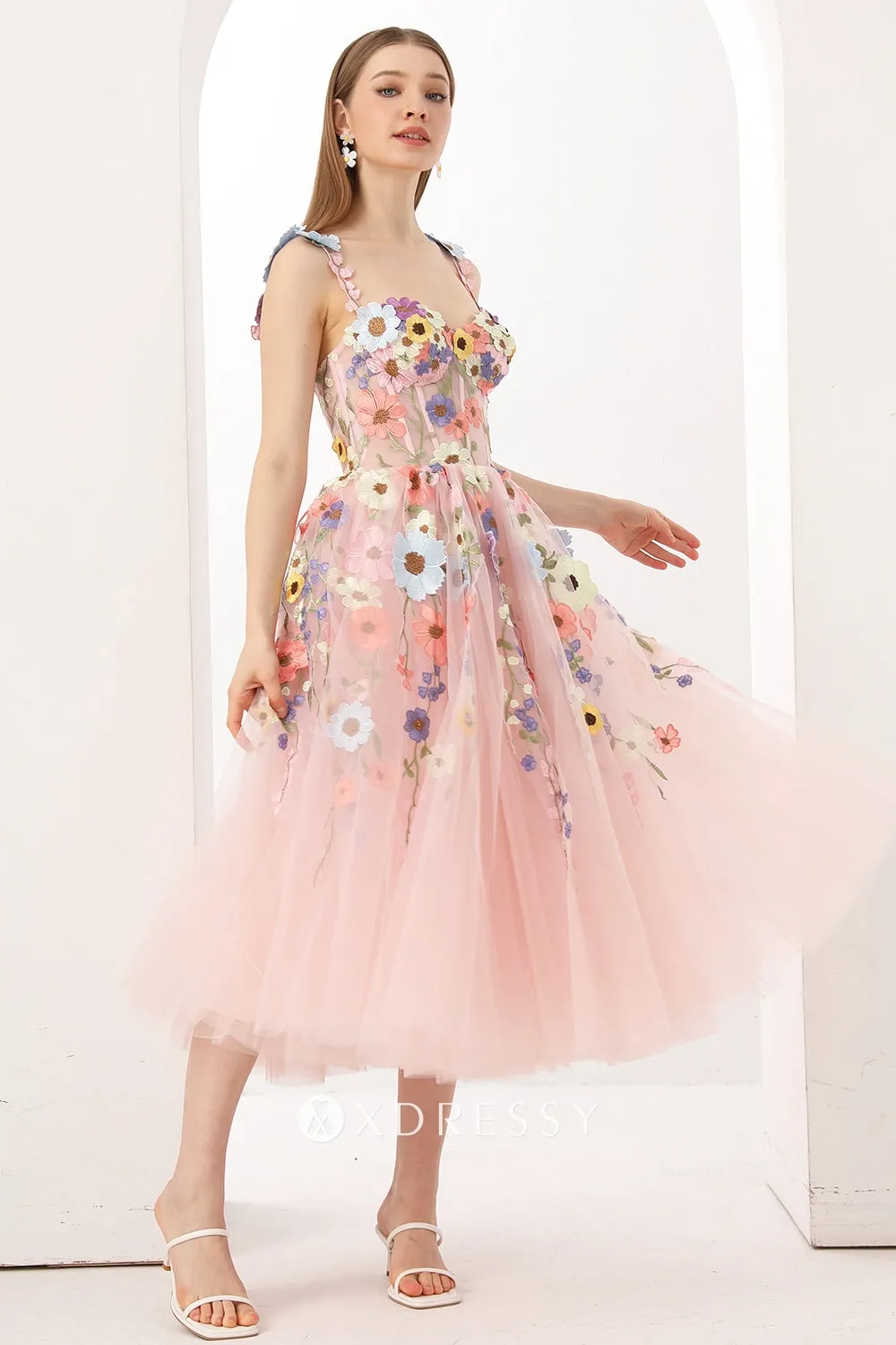 fairy pink flower lace corset midi party dress fairy pink flower lace corset midi party dress
