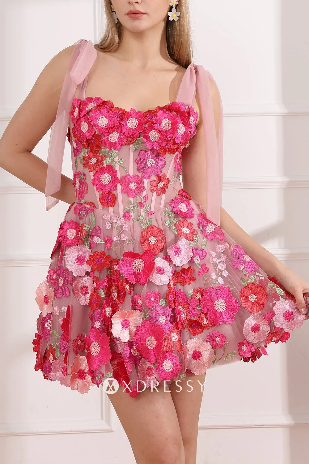 cute hot pink 3d lace tie strap corset mini hpmecoming dress cute hot pink 3d lace tie strap corset mini hpmecoming dress