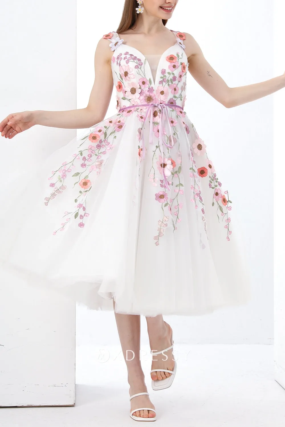 fairy pink flower lace v neck midi reception dress fairy pink flower lace v neck midi reception dress
