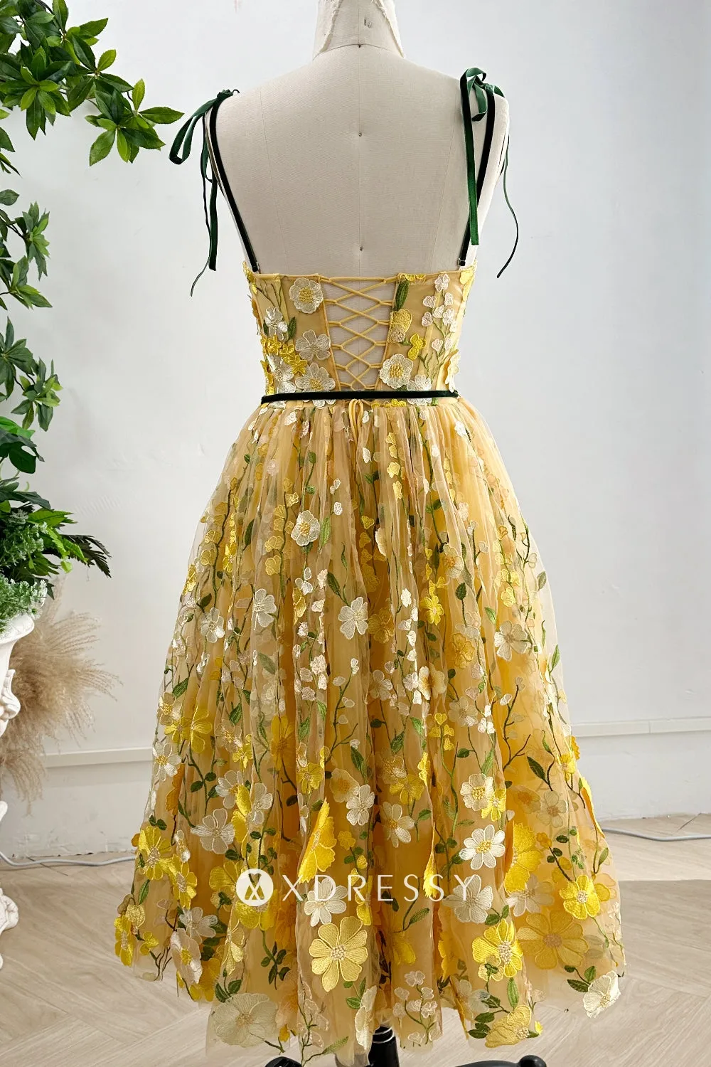 fairy yellow flower lace corset back short birthday dress fairy yellow flower lace corset back short birthday dress