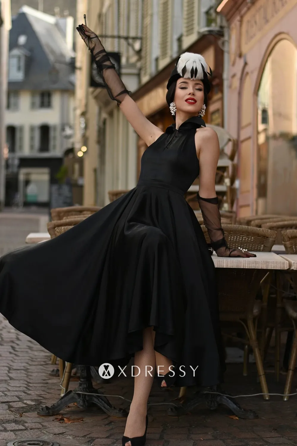 simple satin halter tea length little black dress simple satin halter tea length little black dress