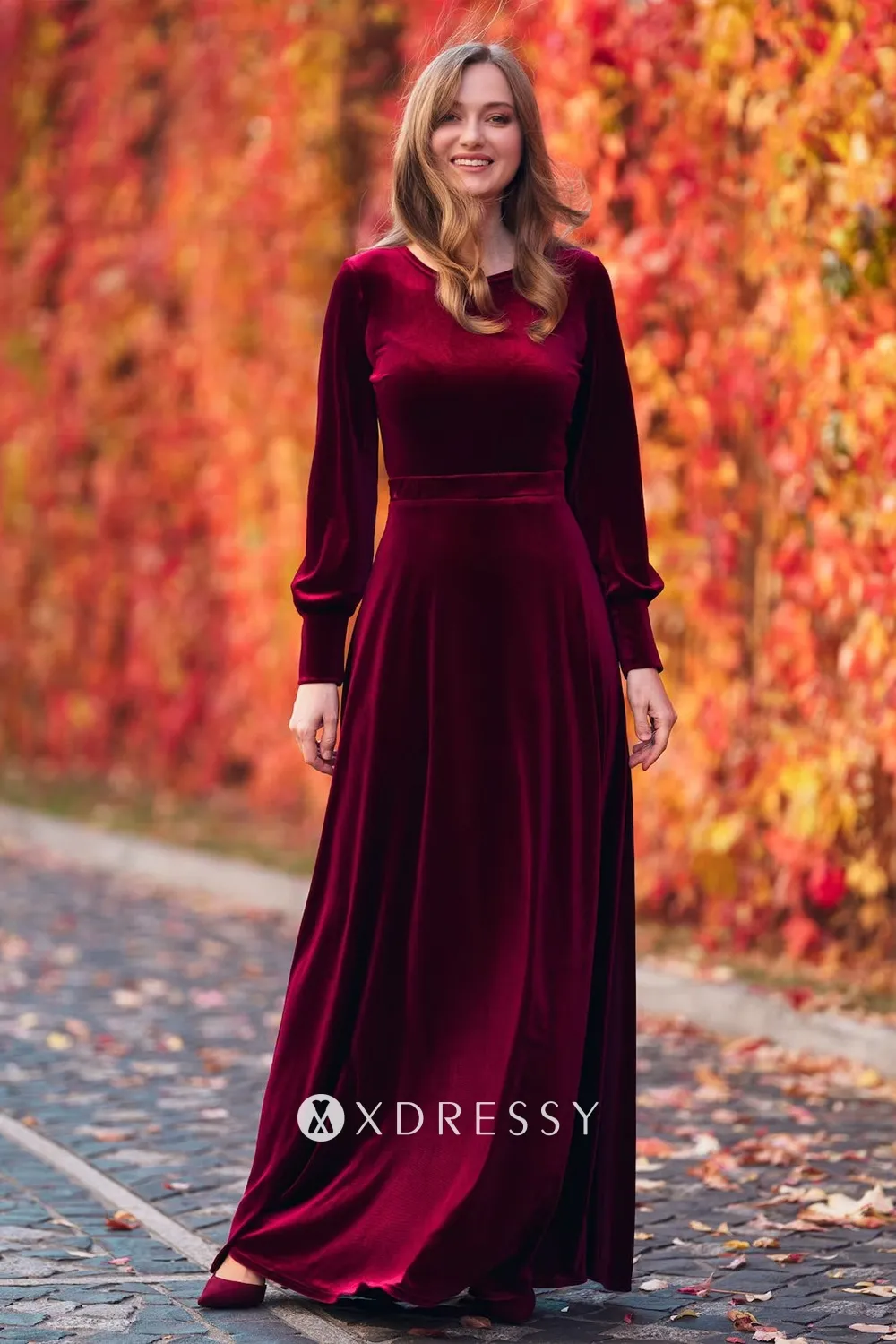 wine velvet long sleeve a line maxi wedding guest dress wine velvet long sleeve a line maxi wedding guest dress