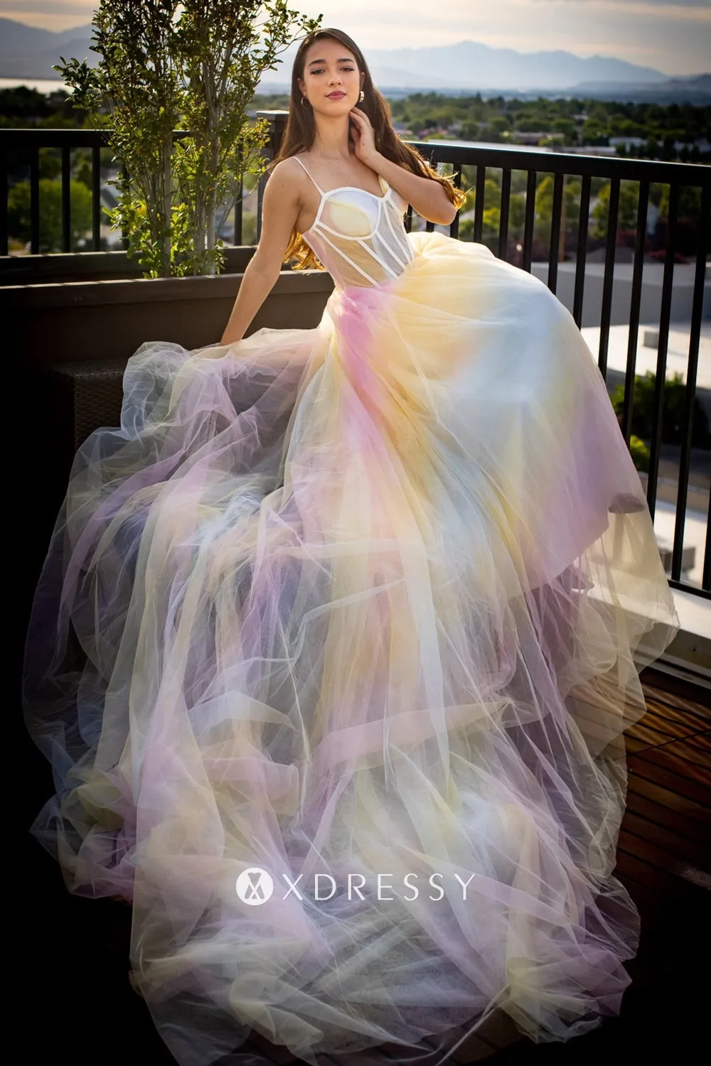 multi color ombre tulle corset bodice pageant dress multi color ombre tulle corset bodice pageant dress