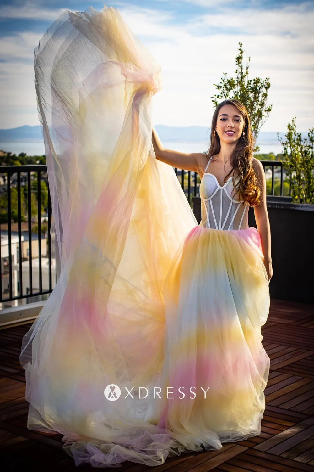 multi color ombre tulle corset bodice wedding dress multi color ombre tulle corset bodice wedding dress