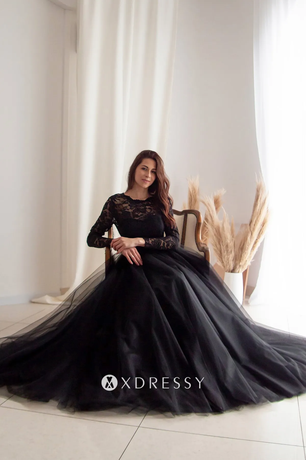 black lace long sleeve puffy tulle anniversary dress black lace long sleeve puffy tulle anniversary dress