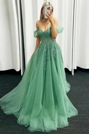 leaf lace appliqued illusion corset green prom dress
