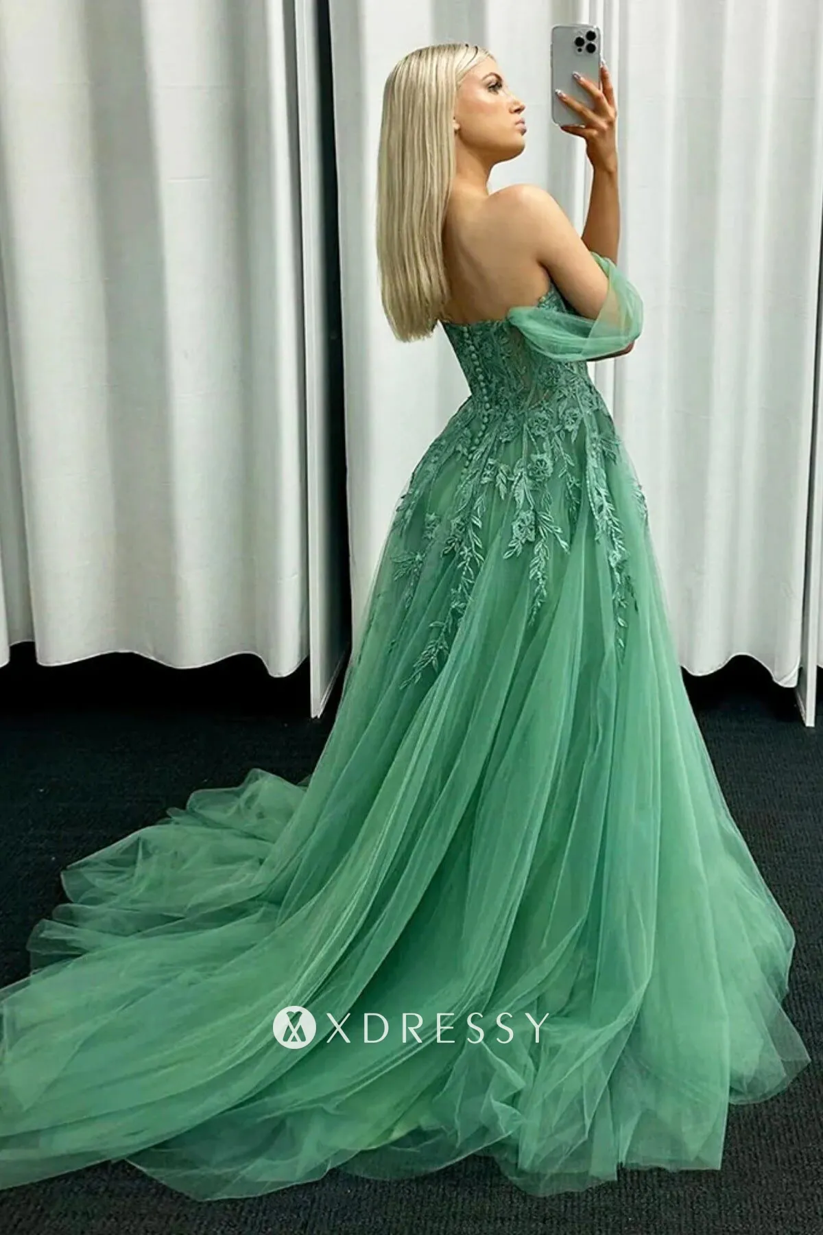 off the shoulder leaf lace appliqued green wedding guest dress off the shoulder leaf lace appliqued green wedding guest dress