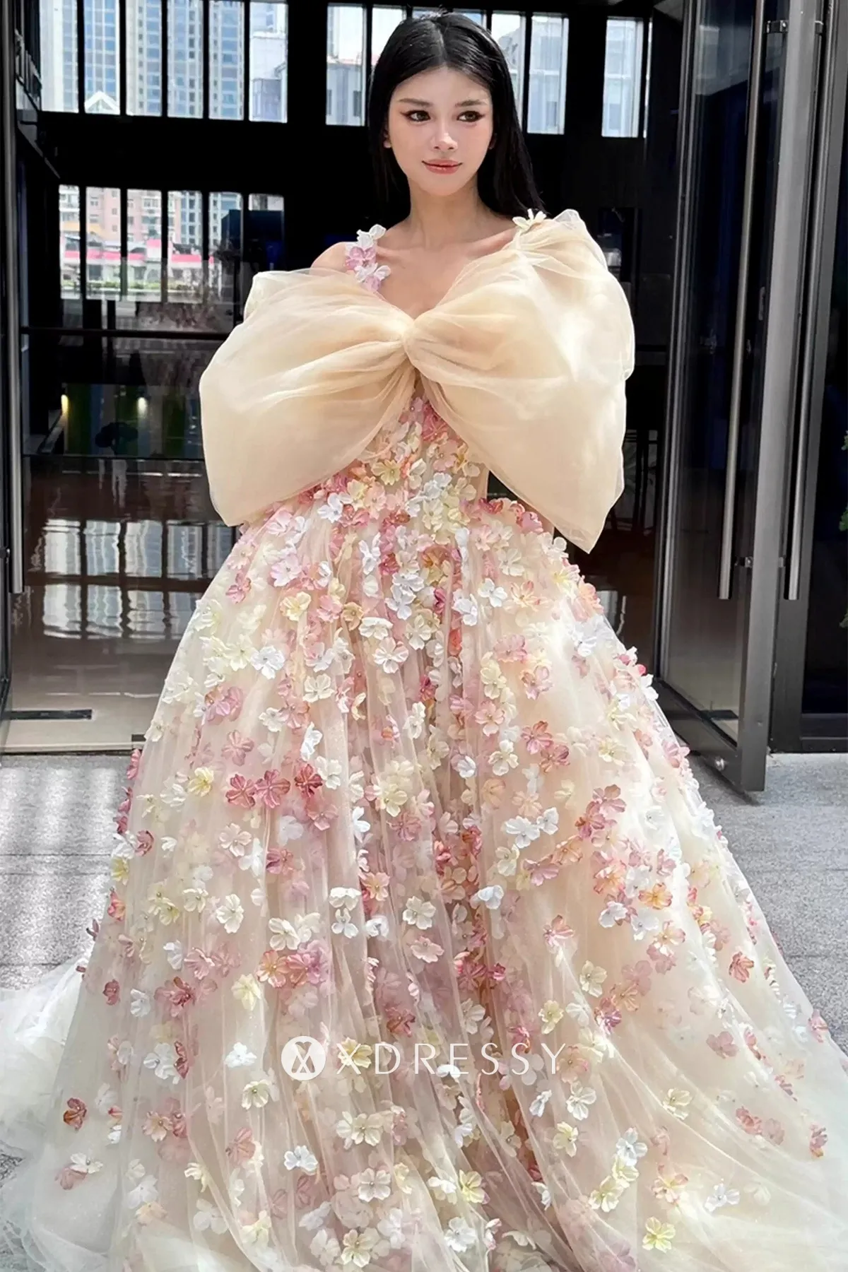 3d flowers big bow puffy fairytale photoshoot dress 3d flowers big bow puffy fairytale photoshoot dress