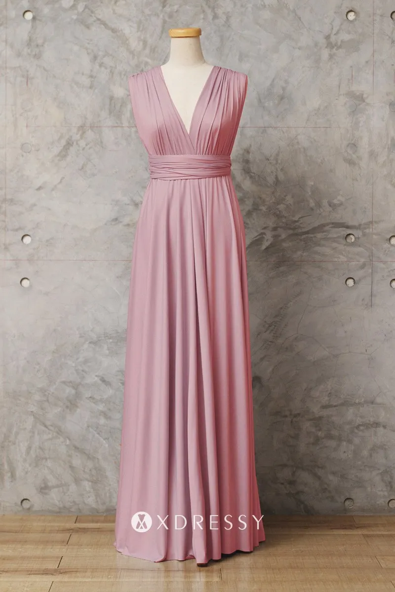 pink jersey convertible straps bridesmaid dress pink jersey convertible straps bridesmaid dress