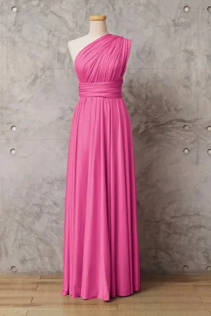 one shoulder candy pink multiway bridesmaid dress