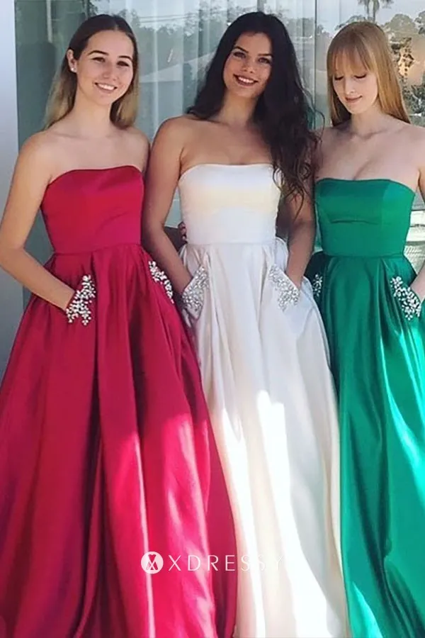 strapless beaded pockets simple formal ball gown strapless beaded pockets simple formal ball gown