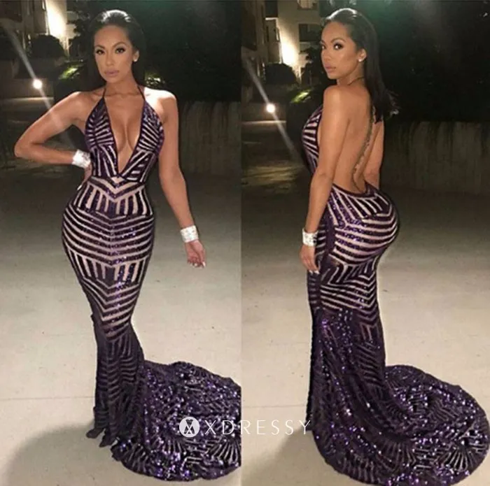 plunging neck backless dark navy sequin prom gown plunging neck backless dark navy sequin prom gown